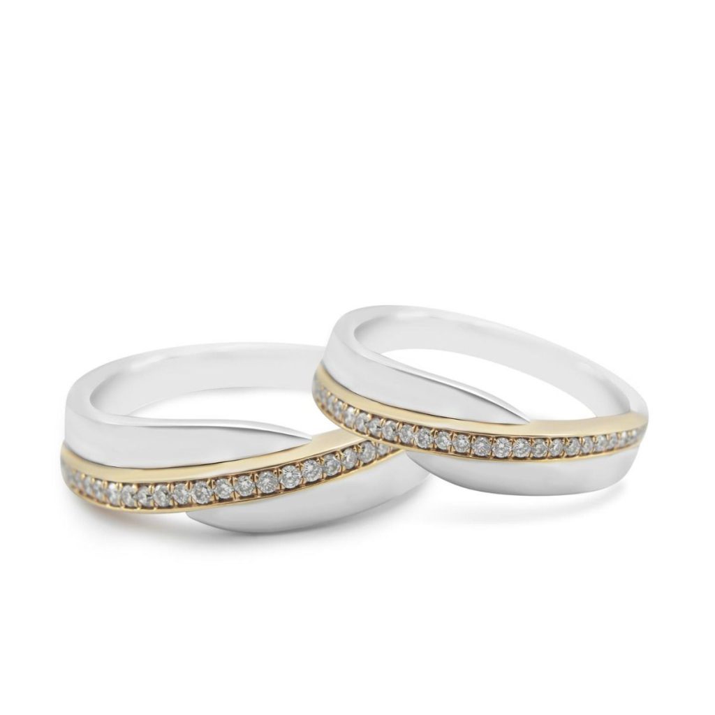cincin pernikahan emas putih elegan