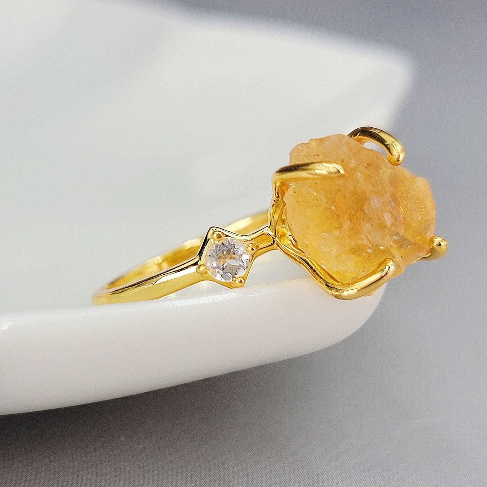 Cincin permata batu Citrine