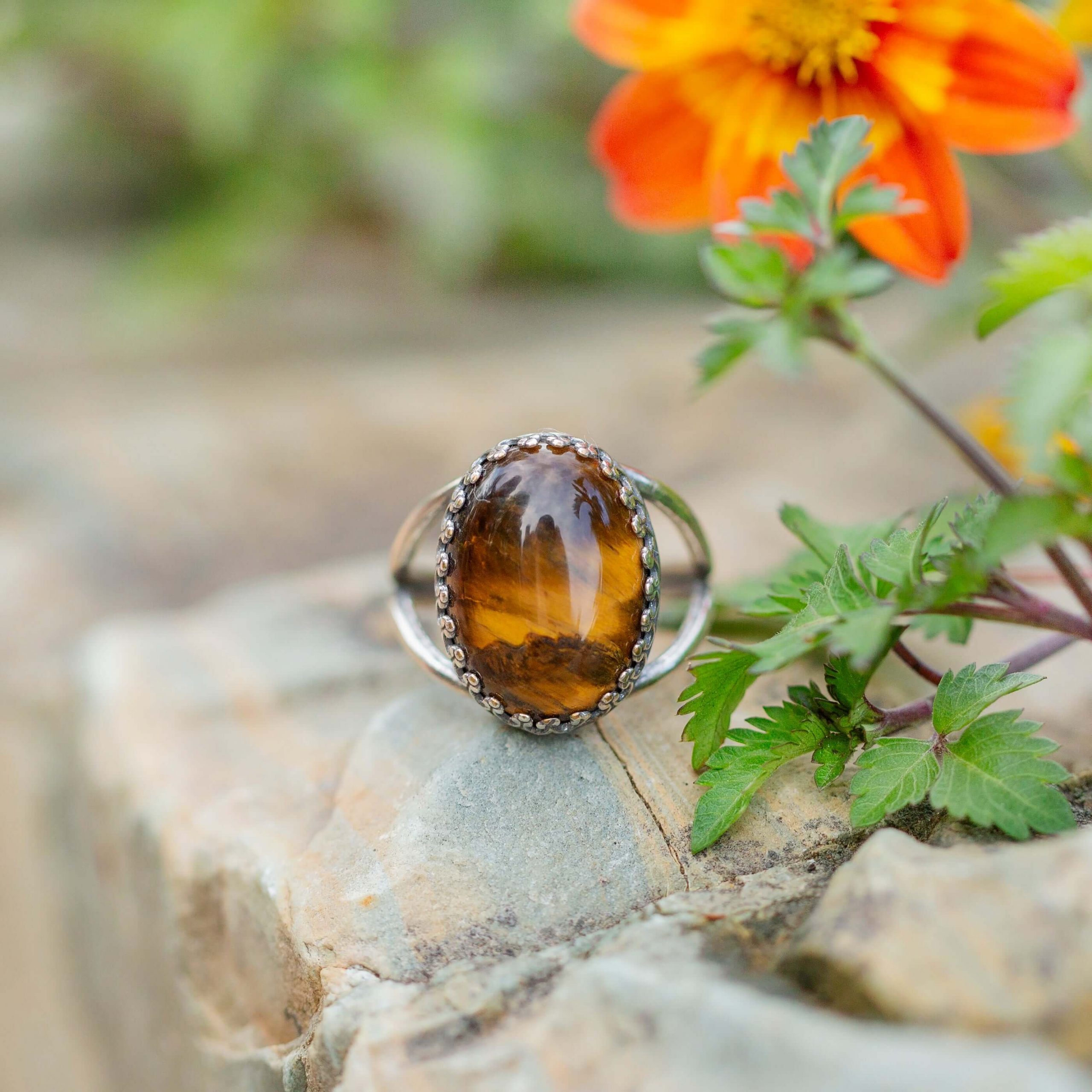 cincin Batu permata Tiger's Eye