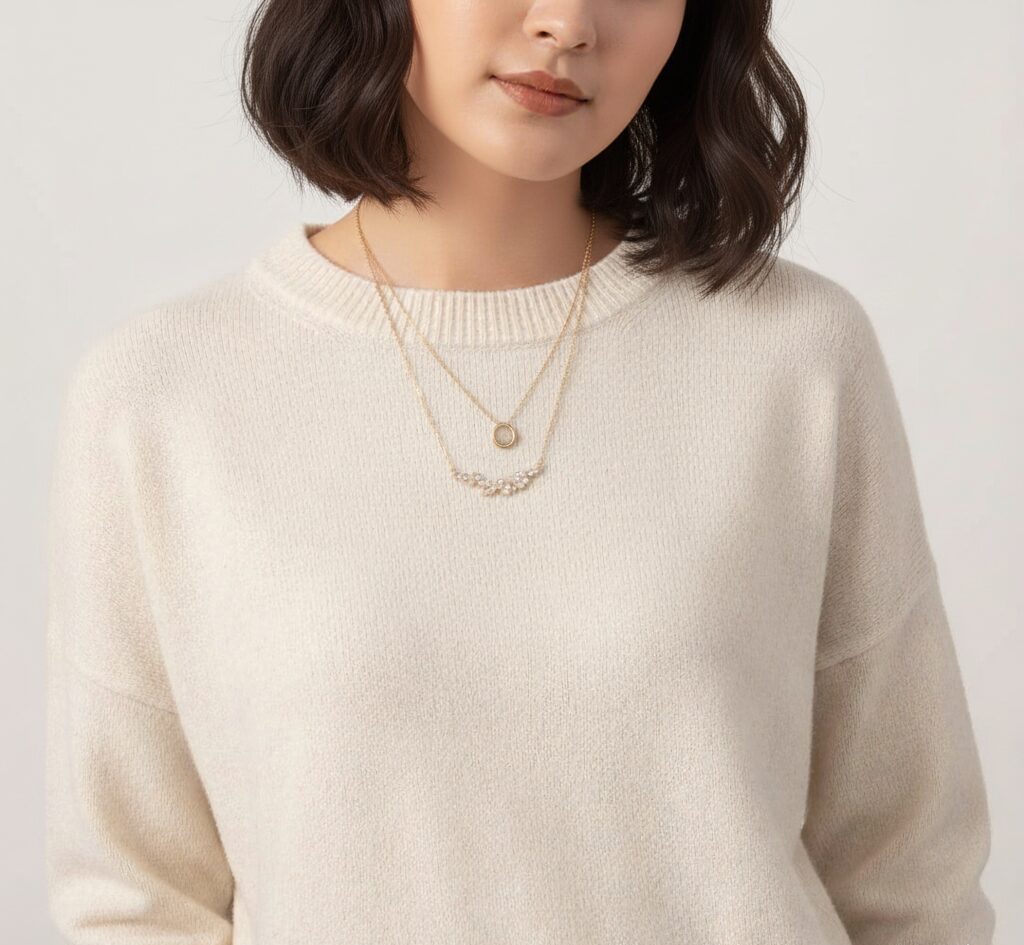 inspirasi styling kalung emas gaya casual