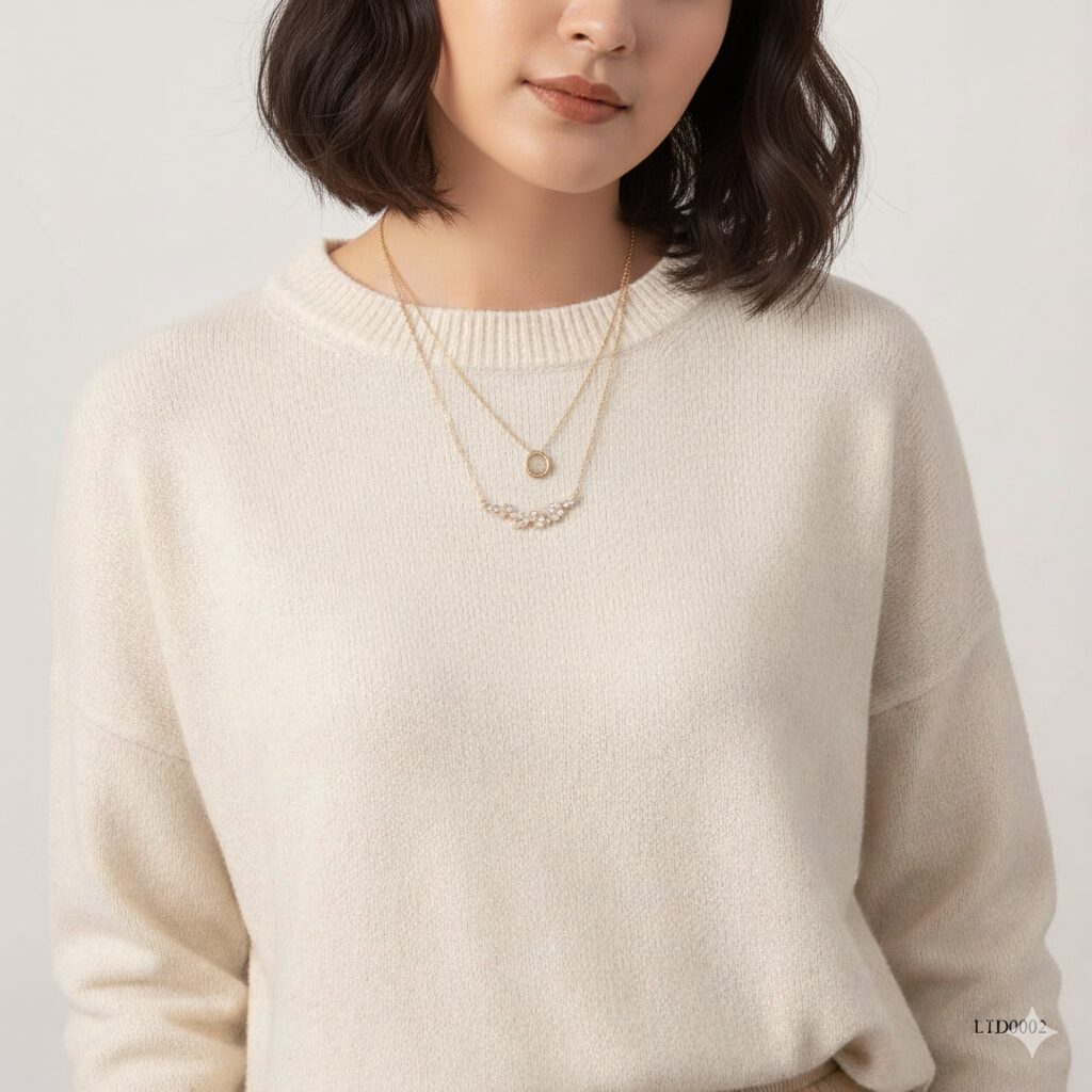 inspirasi styling kalung emas gaya casual