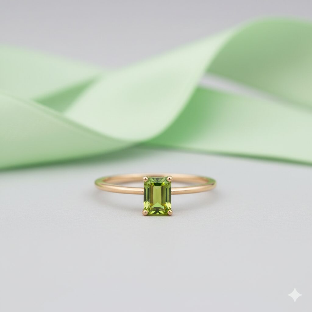 cincin peridot hijau emas