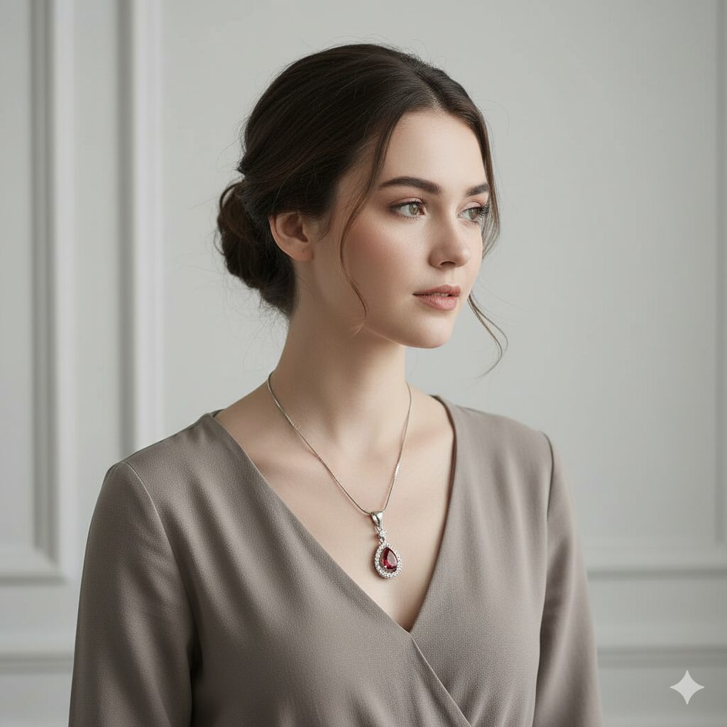 kalung permata ruby merah
