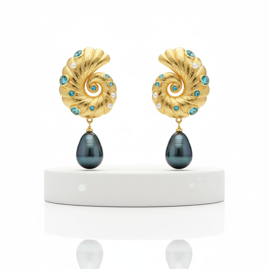 anting kerang emas mutiara