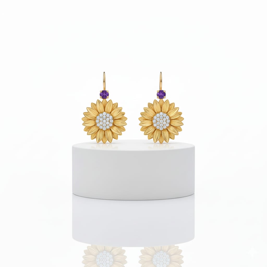 anting bunga matahari emas