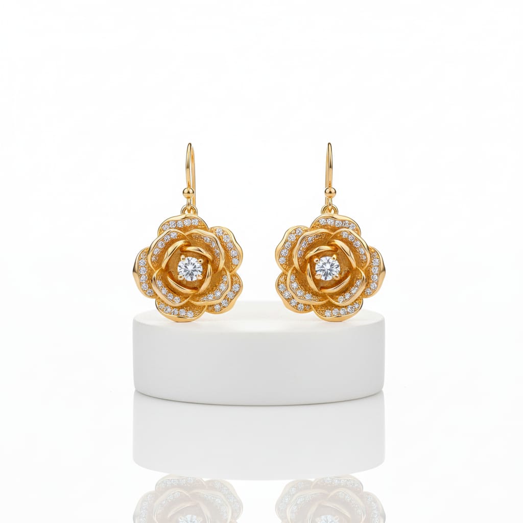 anting emas permata rose