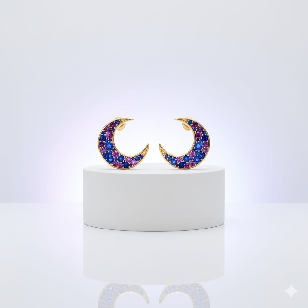 perhiasan anting wanita bentuk bulan sabit