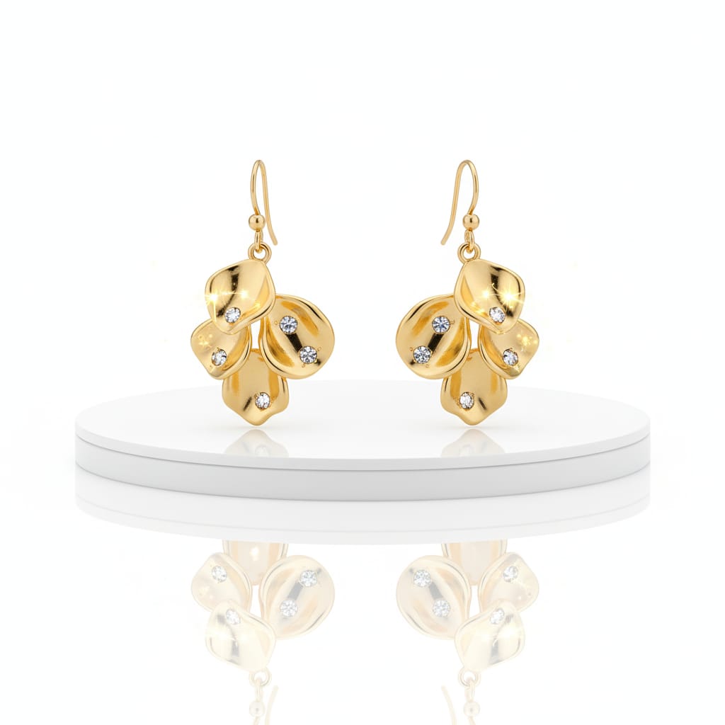 anting emas kelopak mawar