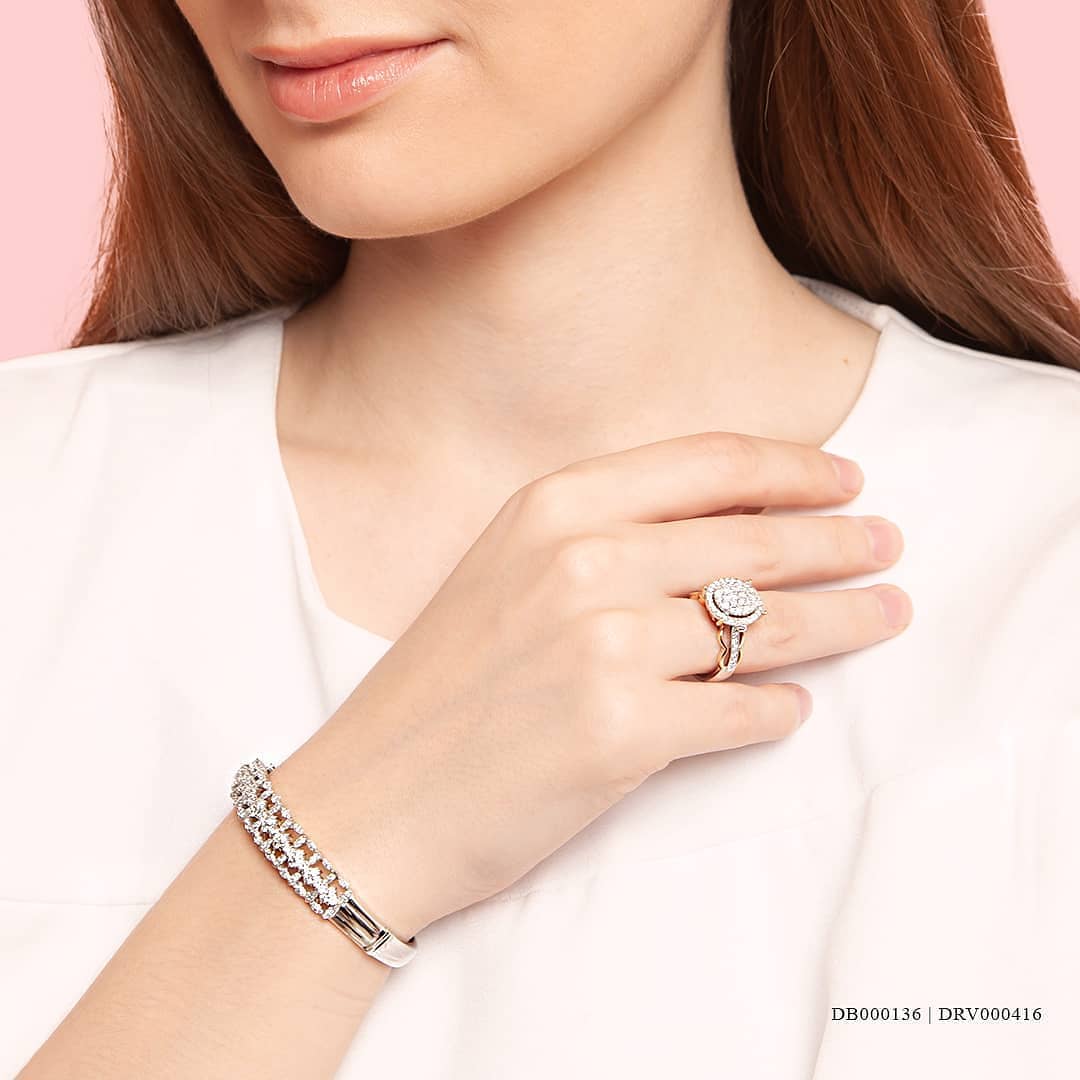 Set perhiasan Birdella Diamond Bangle & Carley Diamond Ring