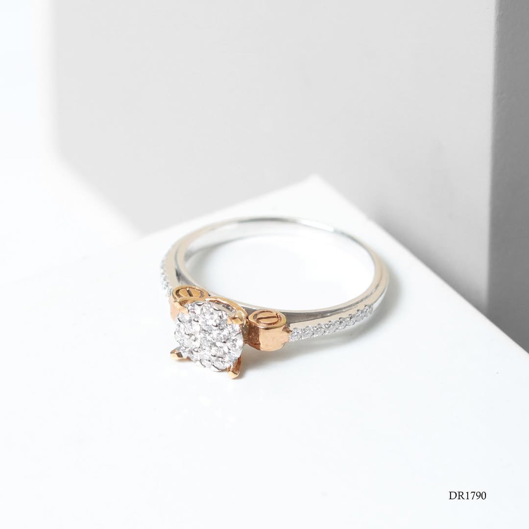 cincin berlian mewah two tones