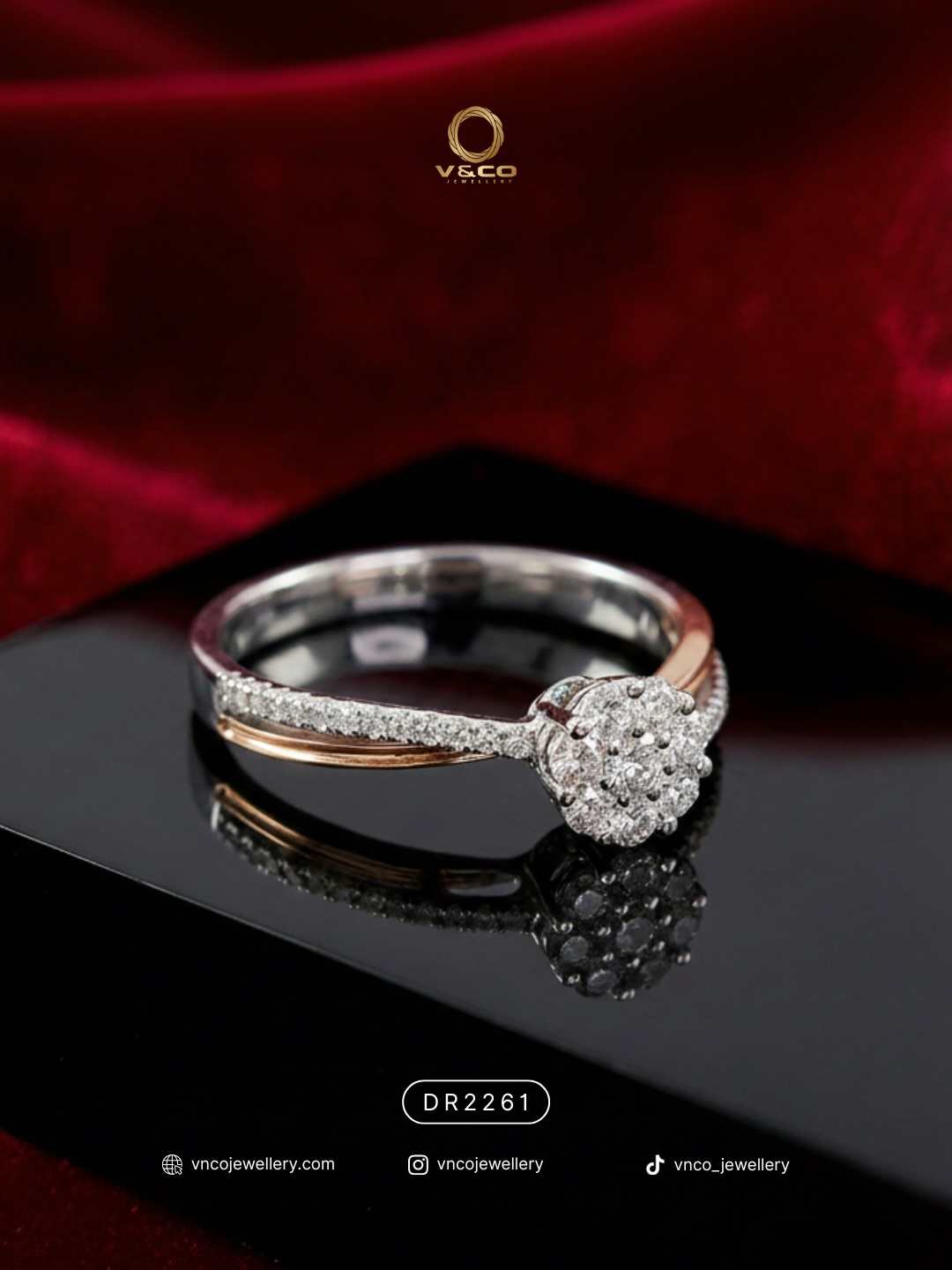 Cincin Berlian Two-Tone Elegan