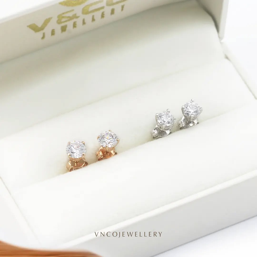 anting emas permata minimalis