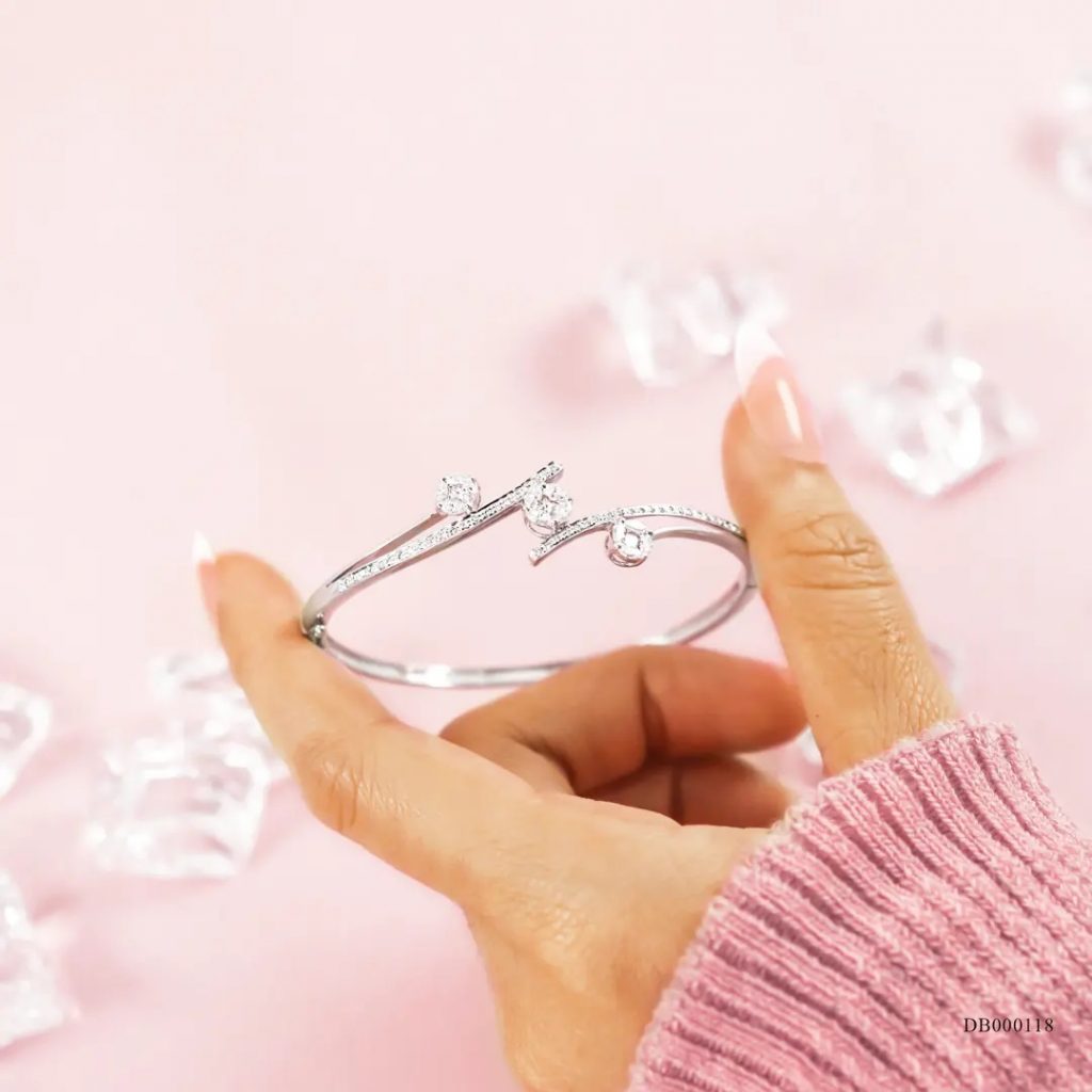 gelang emas putih berlian