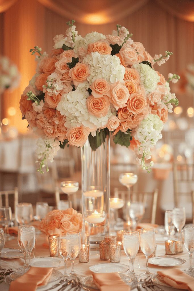 wedding color Apricot Crush & Champagne Gold