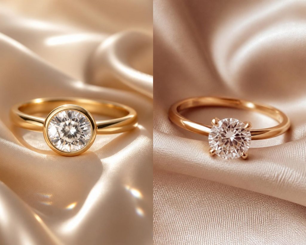 cincin berlian prong vs bezel setting